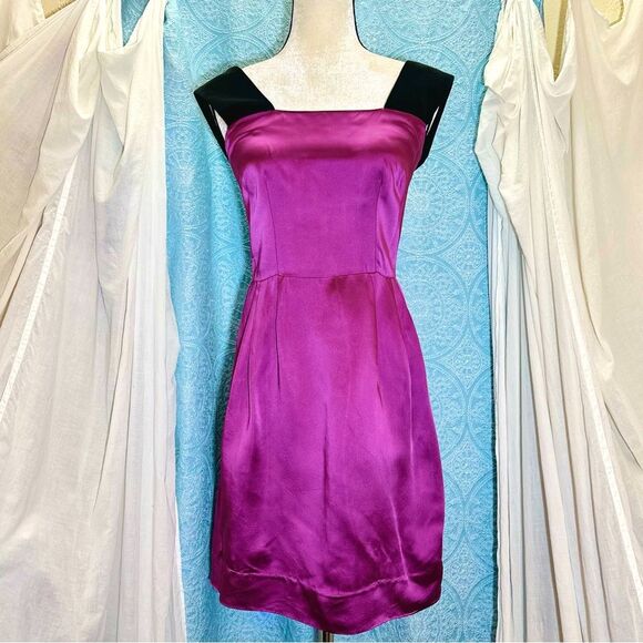 #D3 Dolce & Gabbana Magenta Purple Satin Velvet Cocktail Dress 42 - Picture 1 of 5